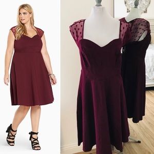 Torrid polka dot mesh inset swing dress size 16